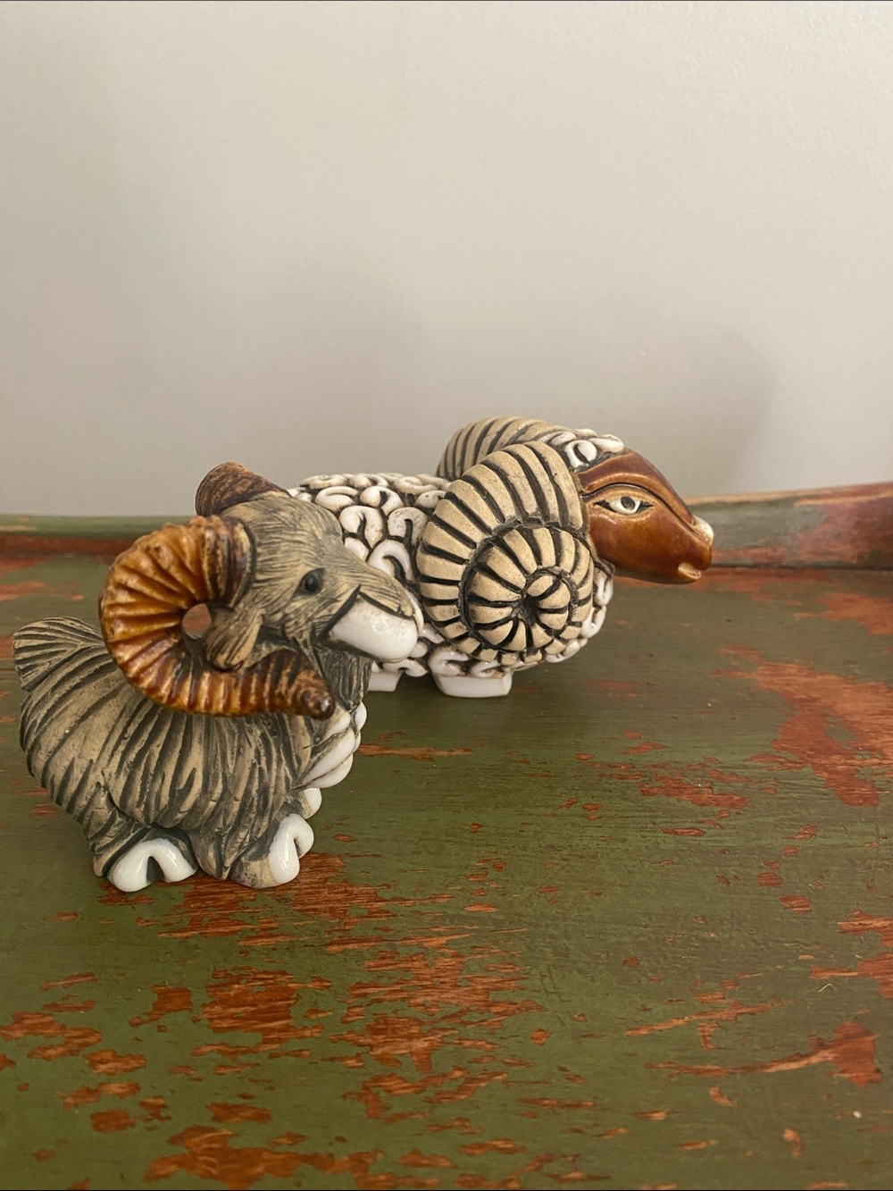 Ram Sheep Figurines Handcrafted Folk Art - Picture 4 of 10